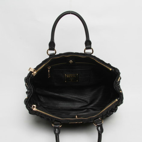 2014 Prada gaufre nylon fabric tote bag BN2390 black - Click Image to Close